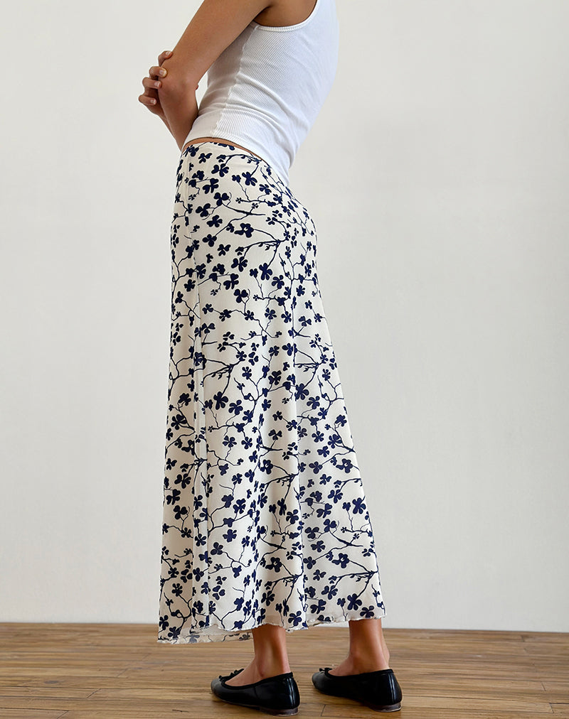 Image de la jupe Latika en Grunge Floral Flock Cream
