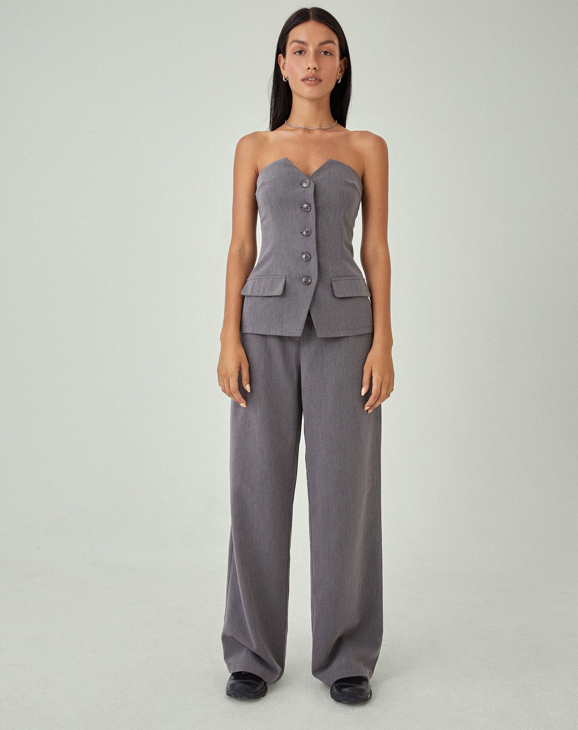 Image de MOTEL X JACQUIE Lavan Corset Top in Charcoal