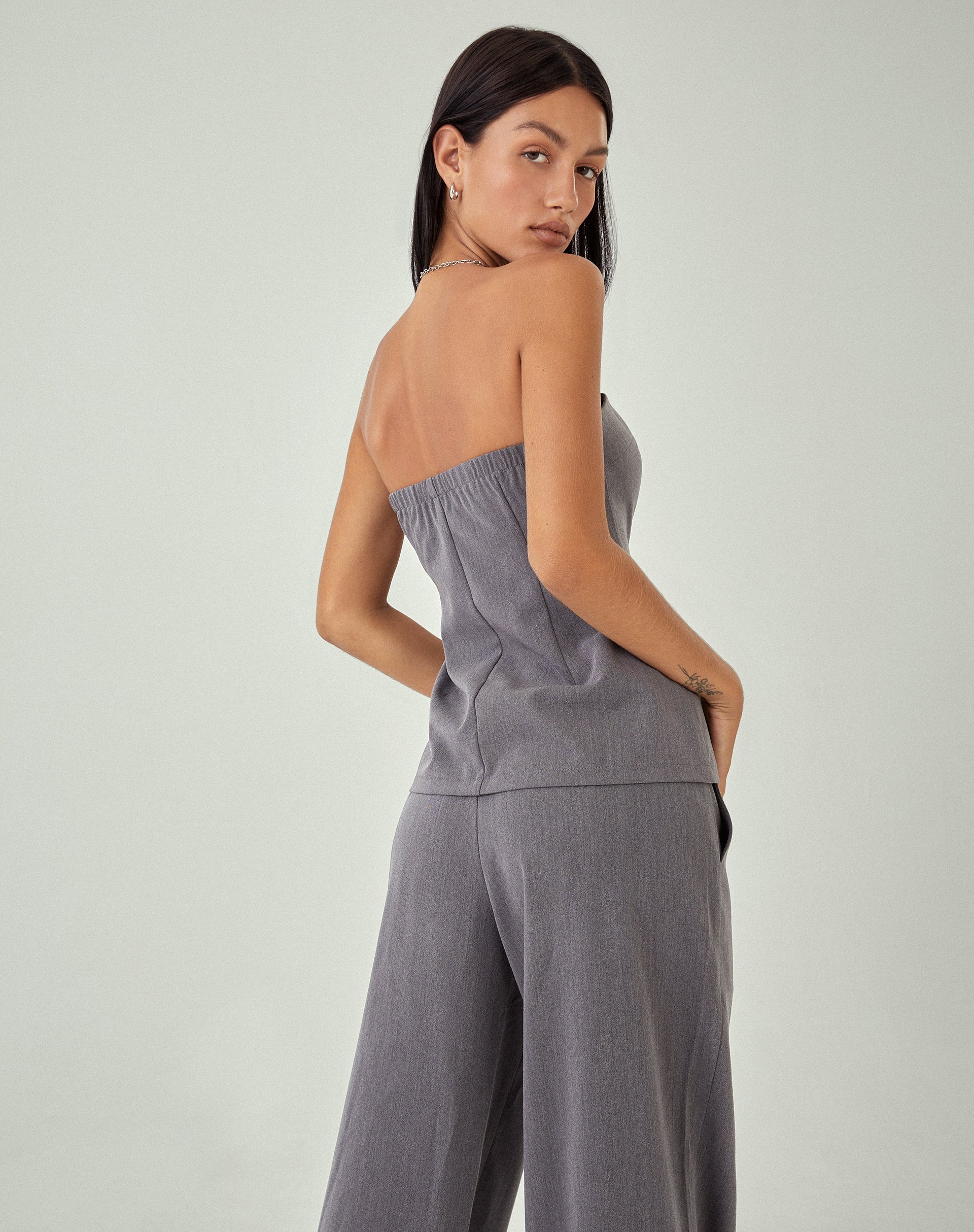 Image de MOTEL X JACQUIE Lavan Corset Top in Charcoal