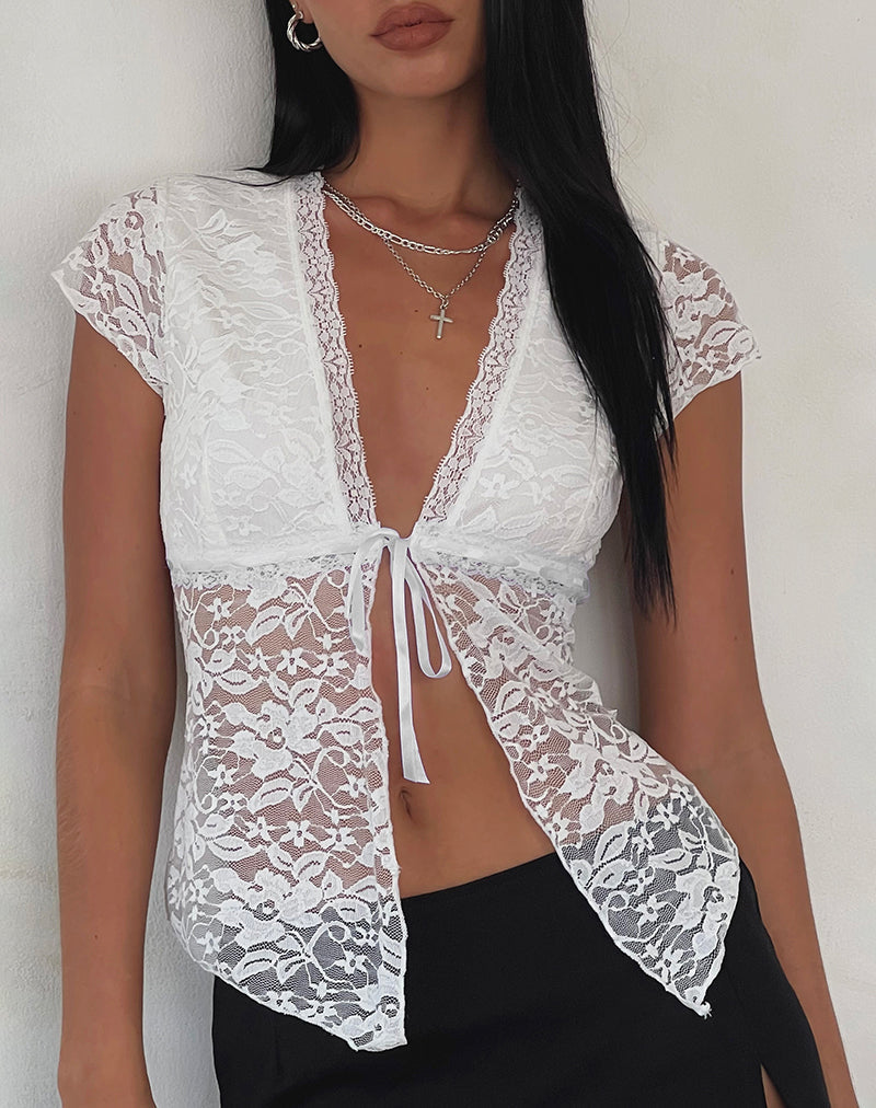 Image de Lavanya Butterfly Top in Lace White