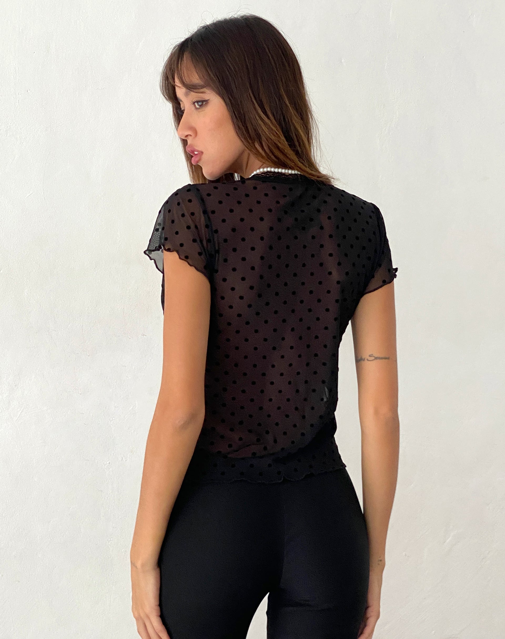 Image de Lavanya Butterfly Top in Polka Black Flock