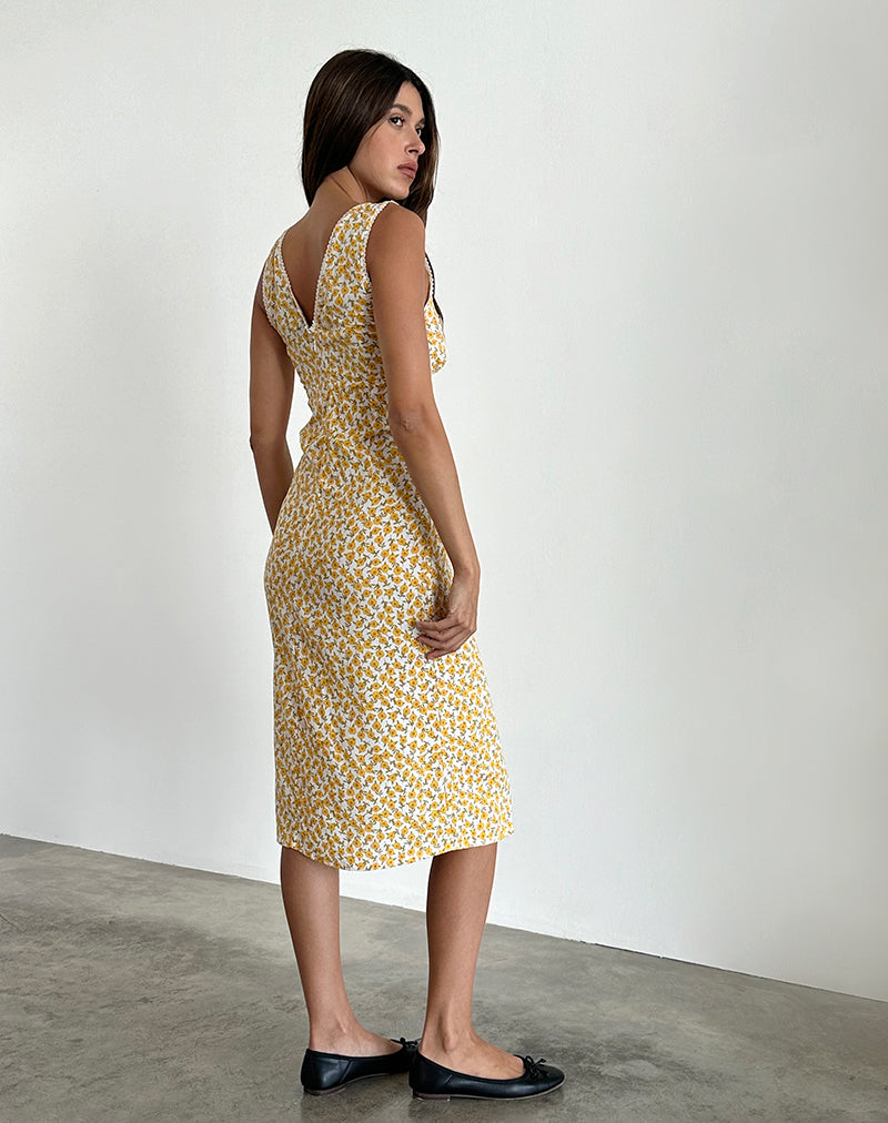 Image de Lavisha Midi Dress in Yellow Cosmos Garden