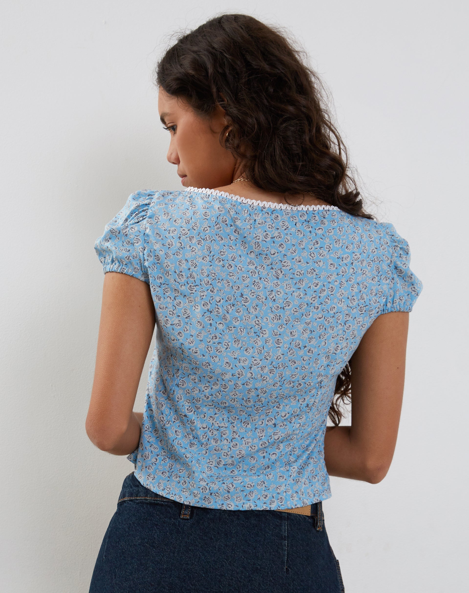 Image de Laz Top en Ditsy Rose Blue
