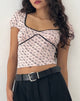 Image de Laz Top en rose cerise Sketch Print