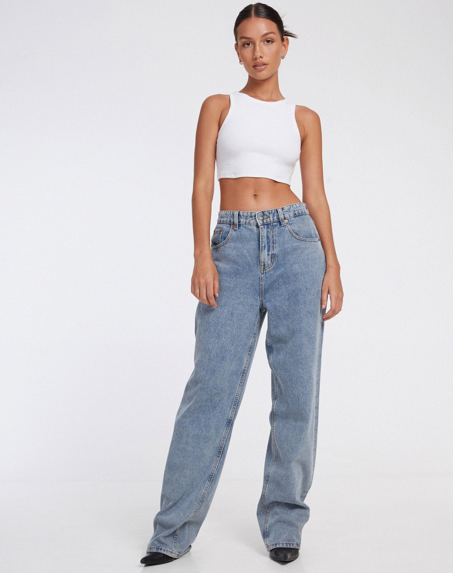 image de Leah Crop Top in Rib White