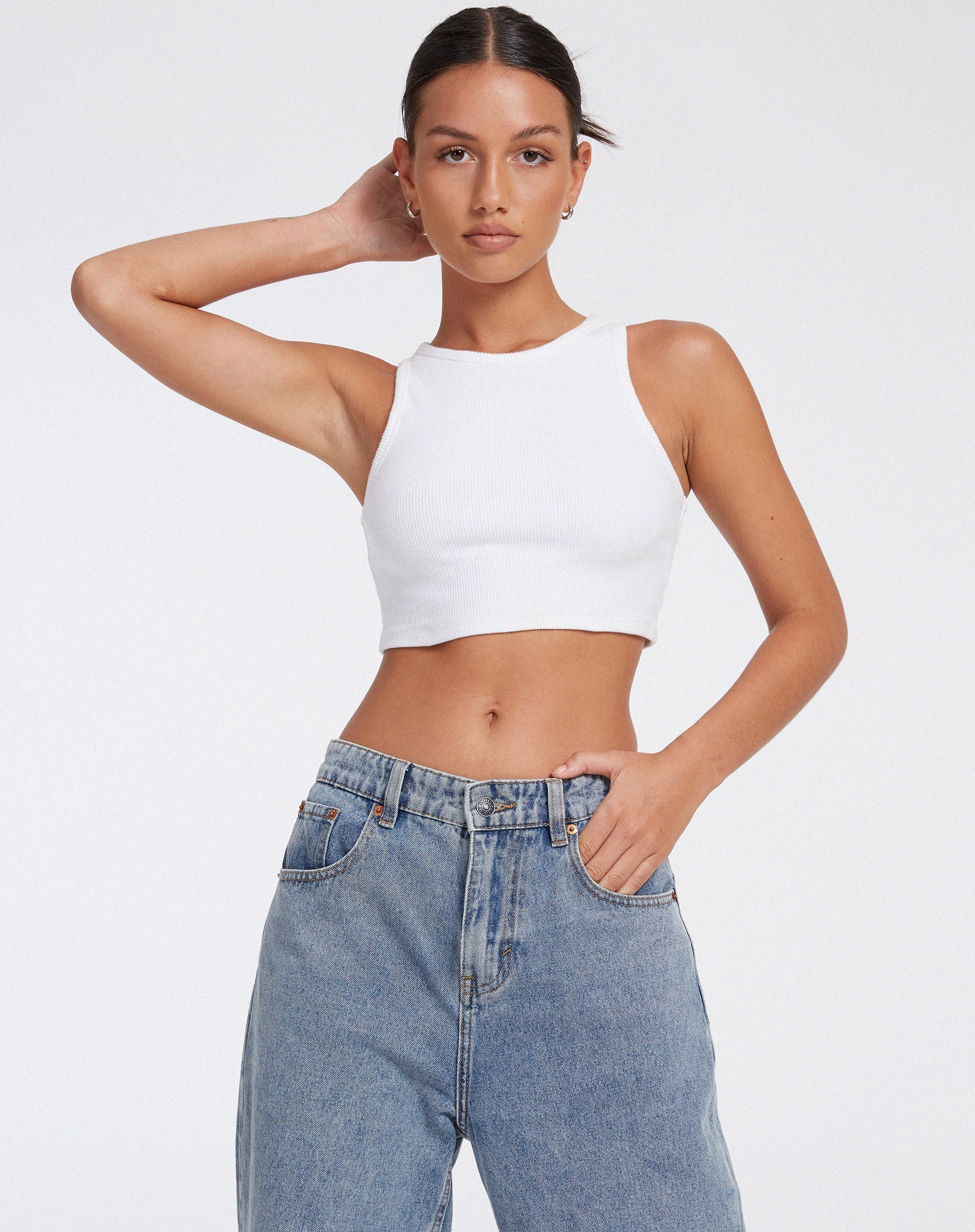 image de Leah Crop Top in Rib White