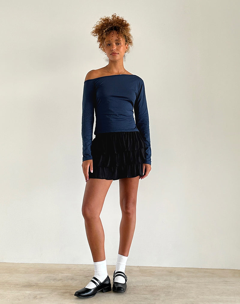 Image de Ledez Asym Slouchy Top in Navy Tissue