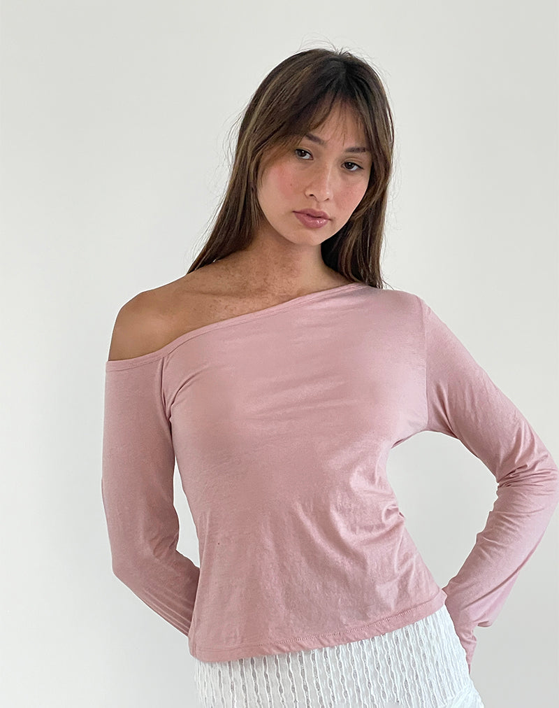 Image de Ledez Top asymétrique en tissu Pink Lady