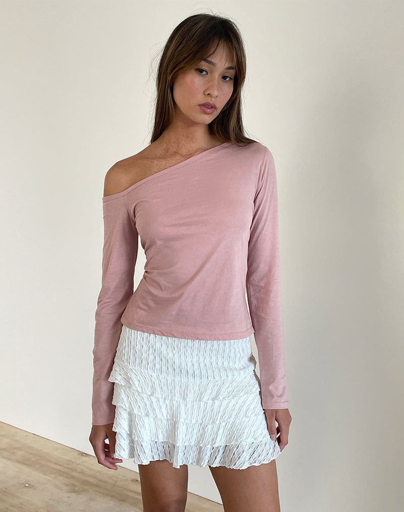 Image de Ledez Top asymétrique en tissu Pink Lady