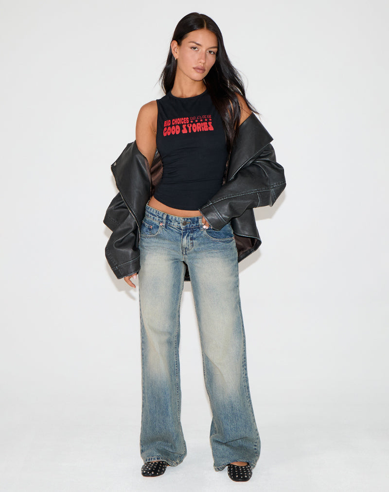 Image de Leen Tank Top en noir avec Bad Choices, Good Stories Graphic