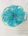Ivoire avec fleur bleue peinte