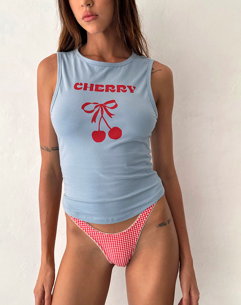 Image de Leen Top en Nantucket Blue avec Cherry Print