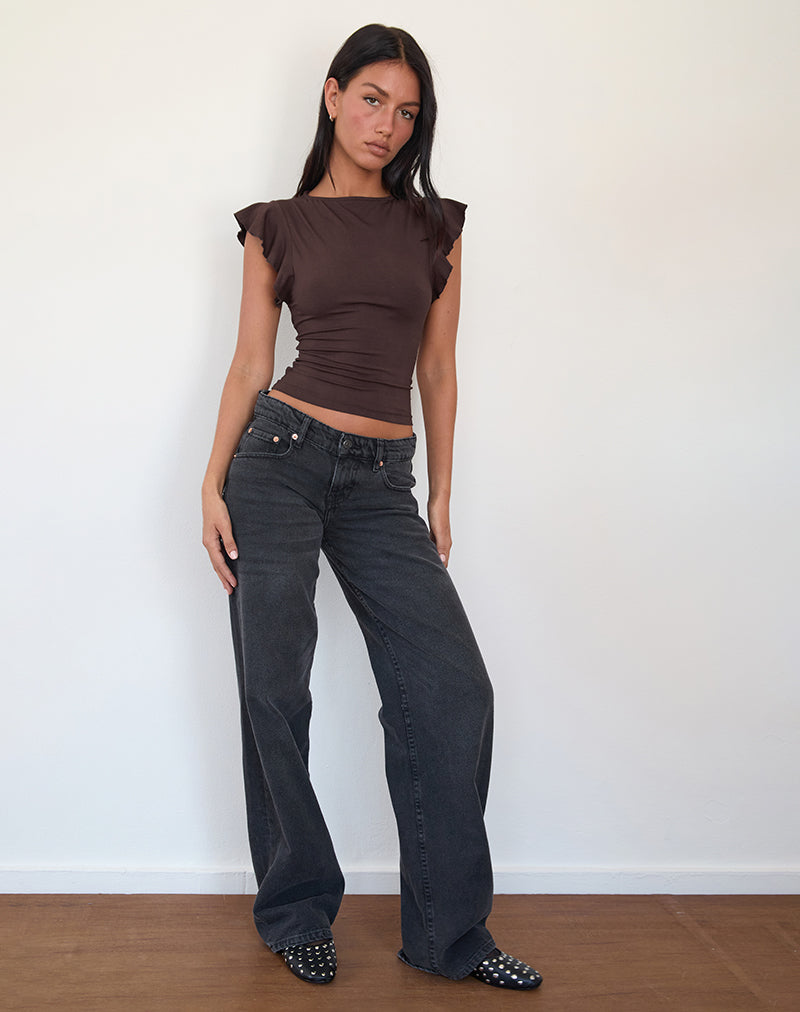 Image de Leisle Frill Top en chocolat amer