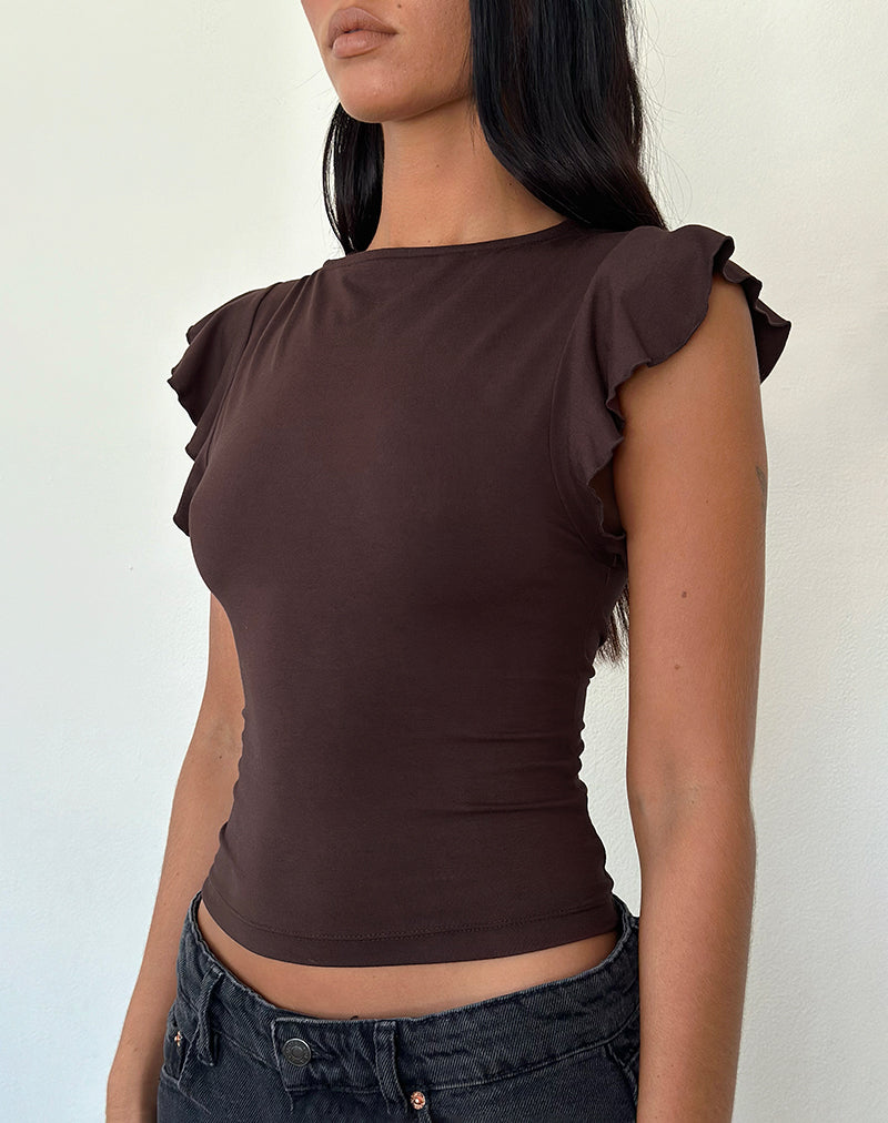 Image de Leisle Frill Top en chocolat amer
