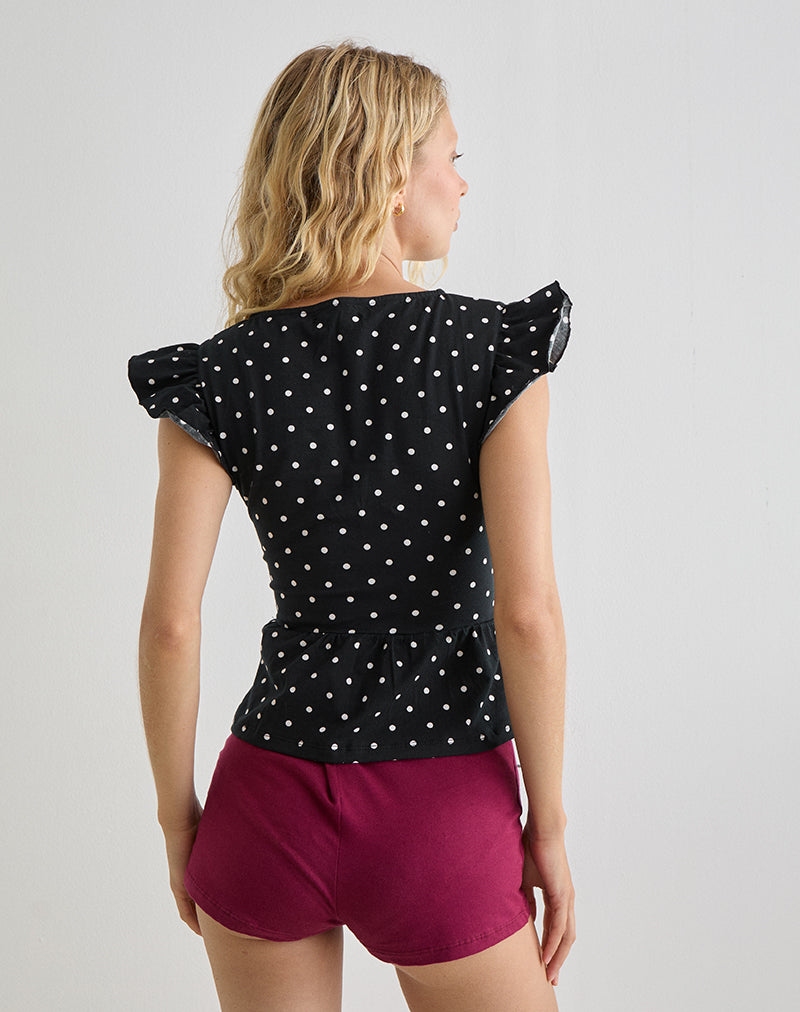 Image de Leisna Frill Top in Polka Black