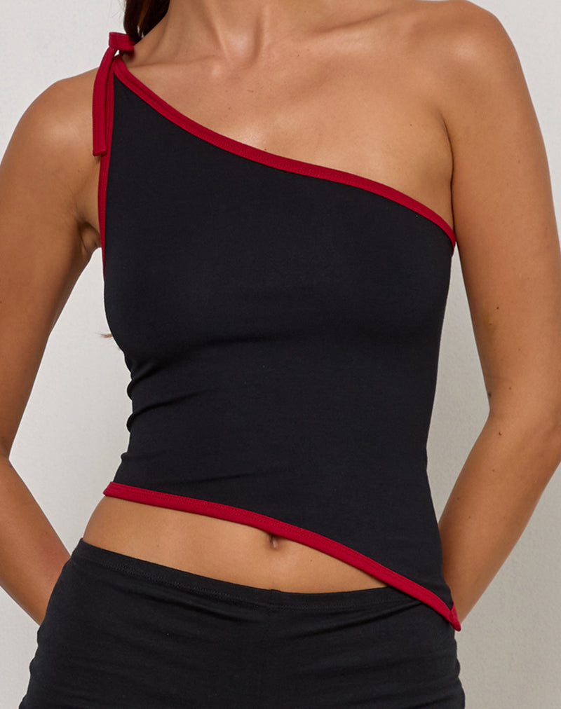 Image de Lenti Asymmetric Top en noir avec Adrenaline Red Binding