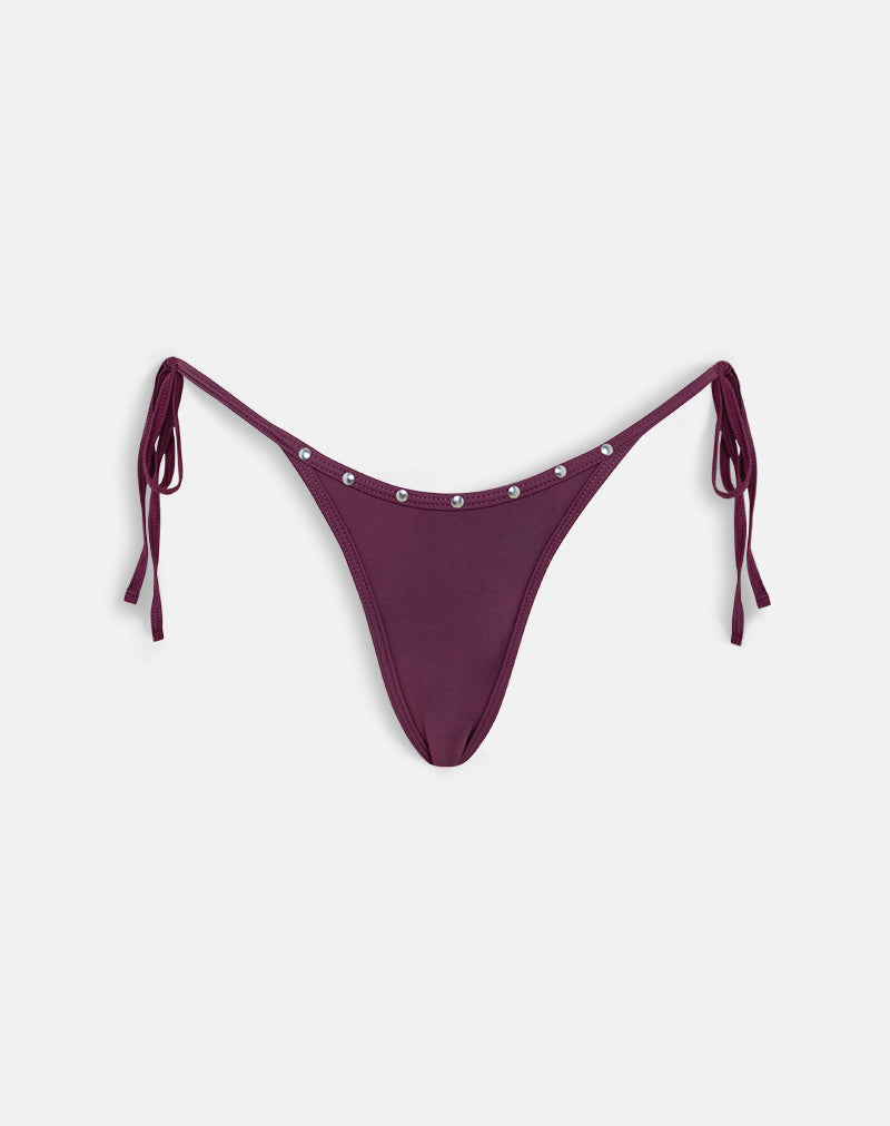 Bas de bikini Lentra en bourgogne avec clous