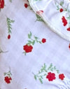 Vichy beige floral rouge avec volants