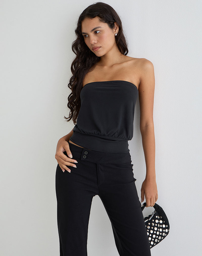 Top bandeau Leocadia en cupro noir