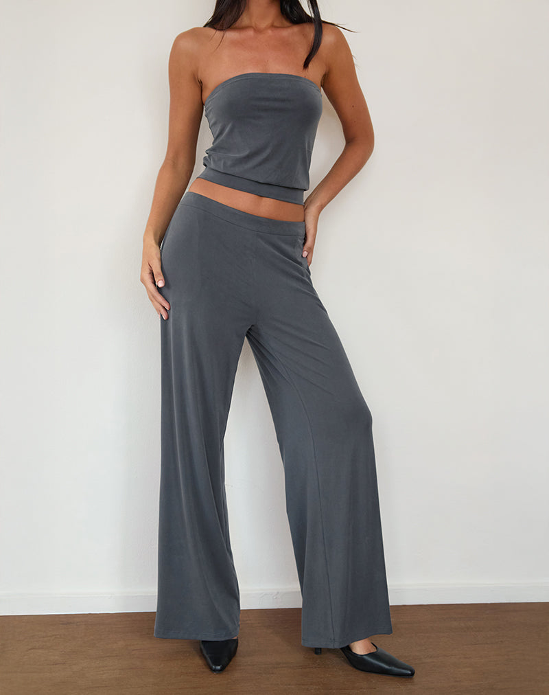 Pantalon large Baku, gris foncé