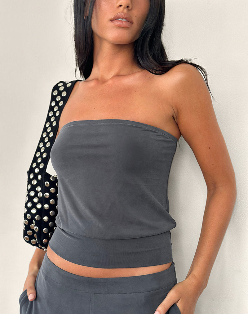 Top bandeau Leocadia en gris foncé