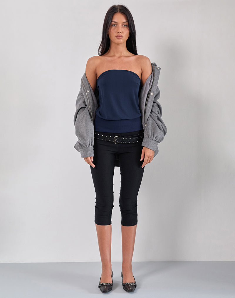 Image de Leocadia Long Bandeau Top In Cupro Navy
