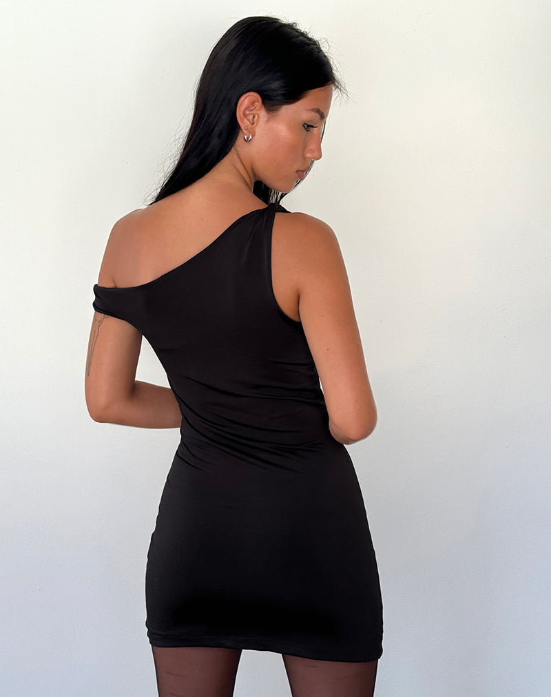 Image de Leona Mini robe à manches torsadées en noir