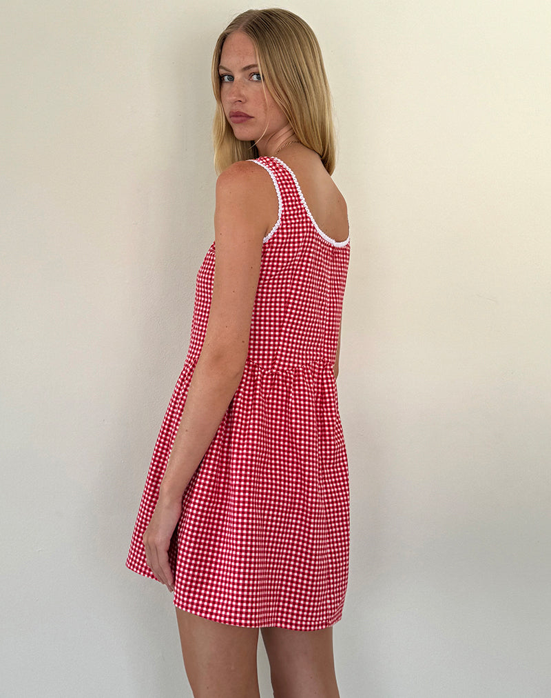 Mini robe Leshi en vichy rouge