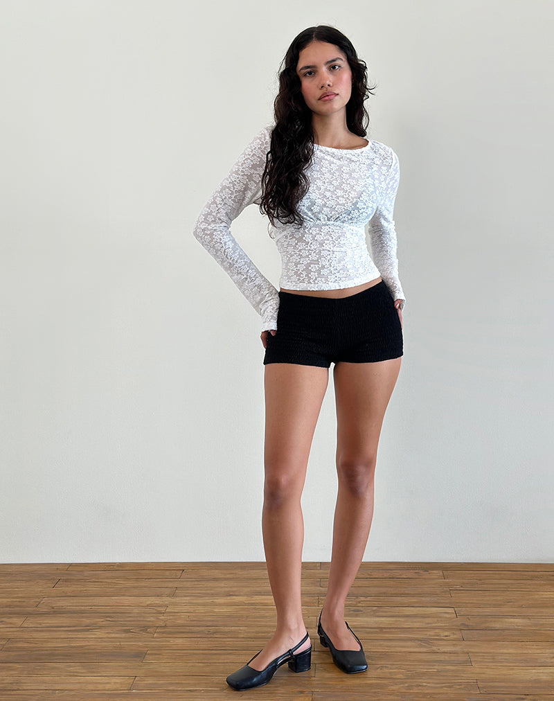 Image de Lesina Long Sleeve Top in Burnout Mesh Ivory