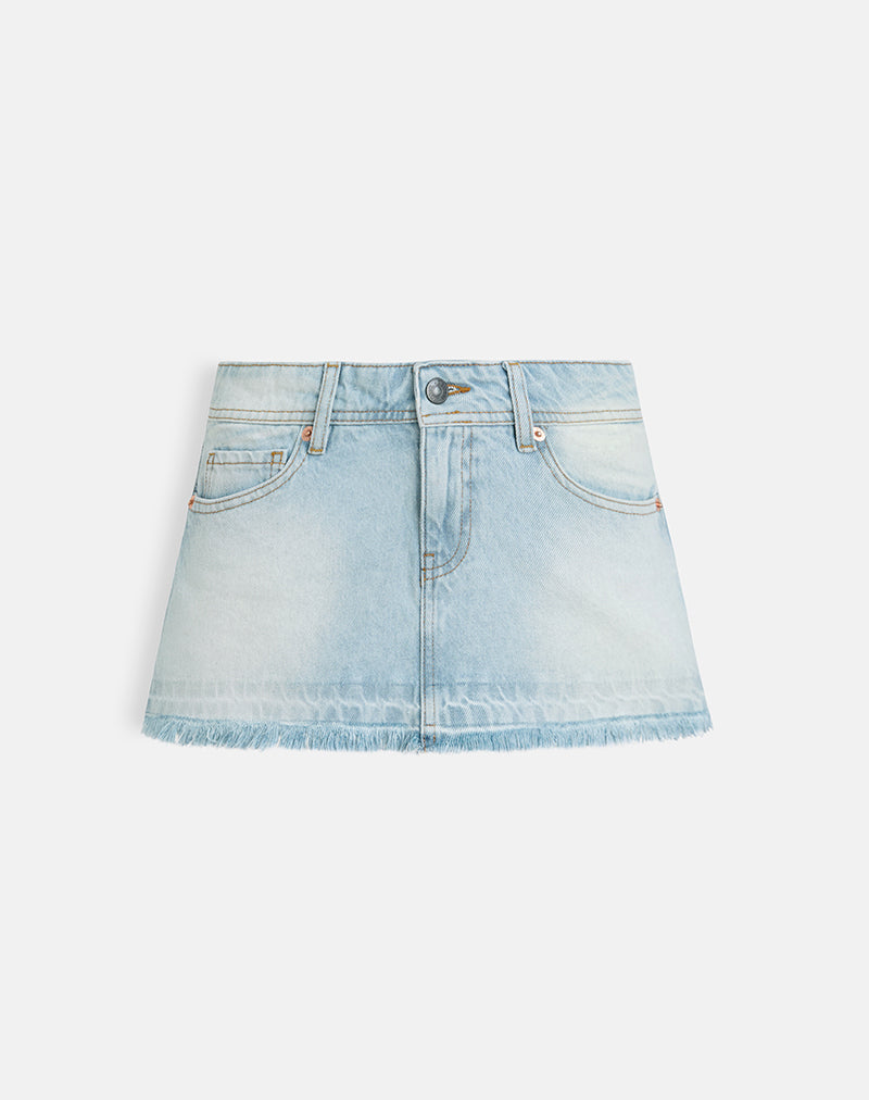 Minijupe en denim à taille basse, bleu glacier
