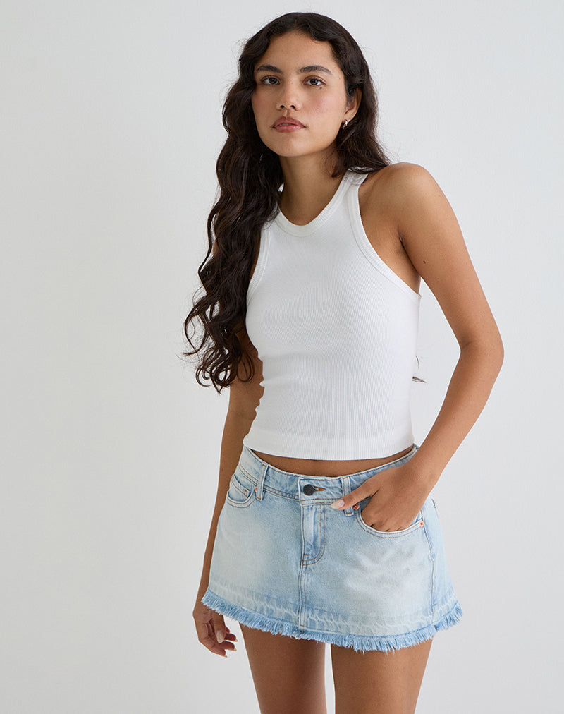 Minijupe en denim à taille basse, bleu glacier
