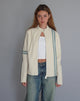 Image de la veste Lewis en PU crème à rayures bleues