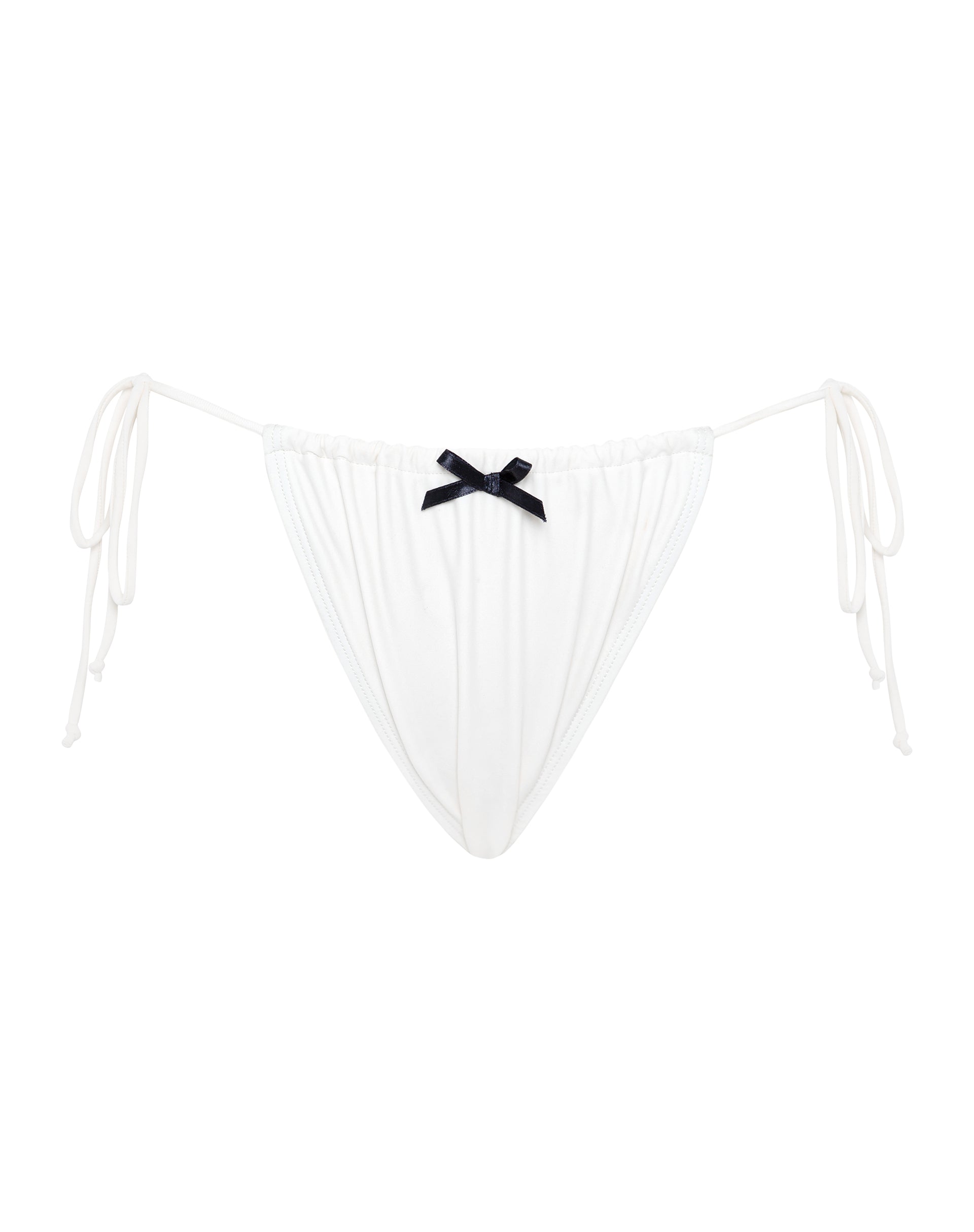 Image de Leyna Bikini Bottom in Ivory with Black Bow