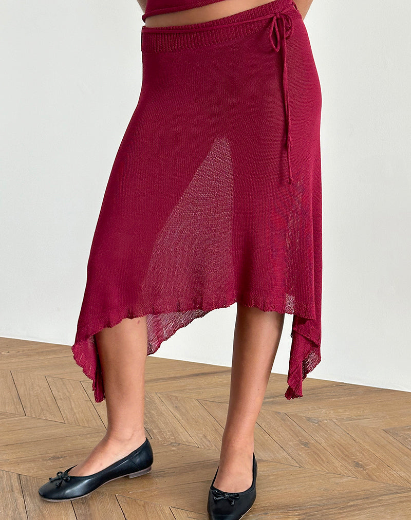image de Leysa Midi Skirt in Sheer Knit Red
