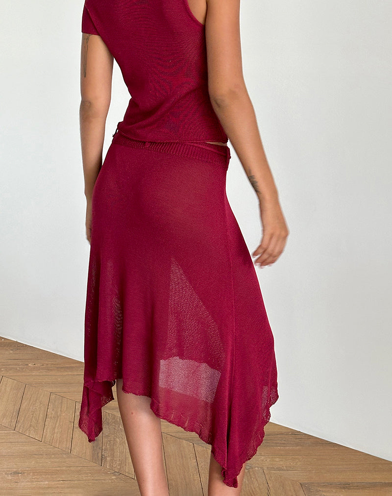 image de Leysa Midi Skirt in Sheer Knit Red