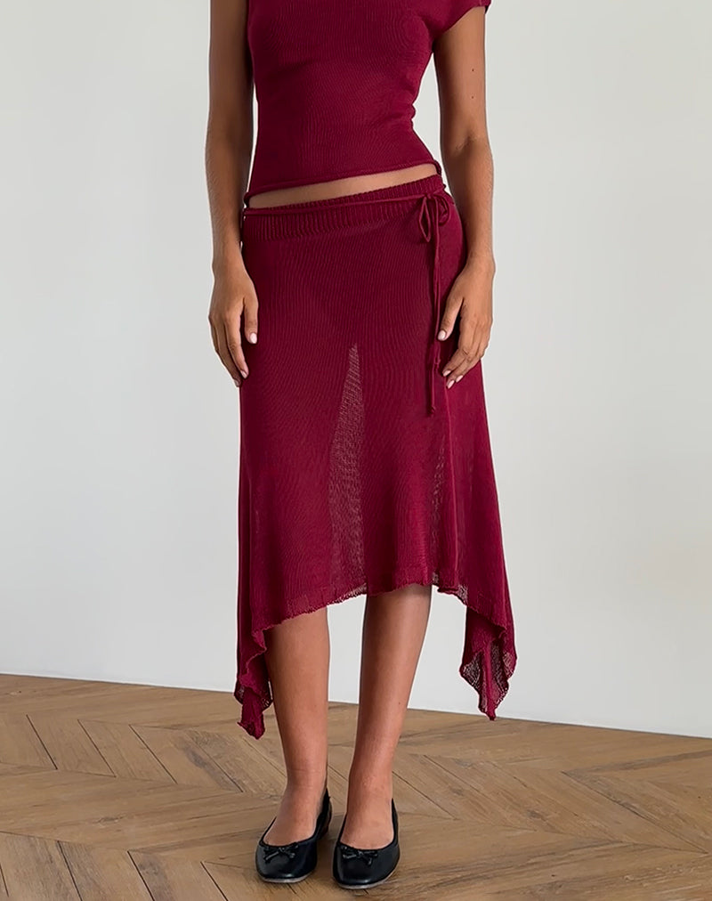 image de Leysa Midi Skirt in Sheer Knit Red