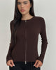 Image de Liano Cardigan zippé en tricot côtelé Marron