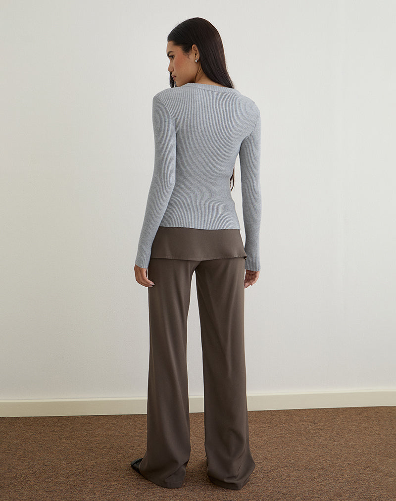 Image de Liano Cardigan zippé en tricot côtelé Gris