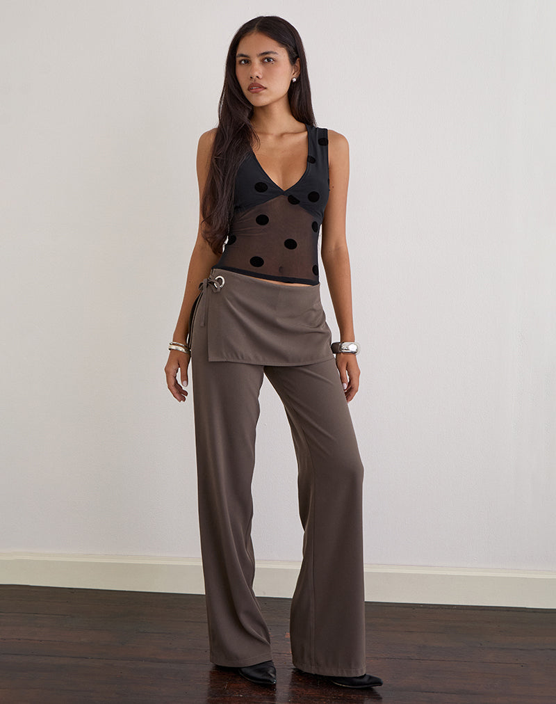 Image of Elka Wrap Trouser in Tailoring Truffle