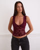 Image de Lihat Top in Botanical Flock Flower Maroon