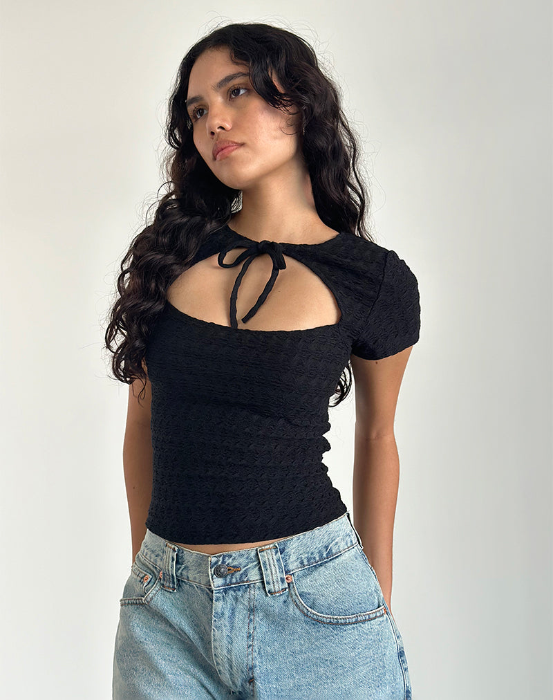 Image de Lindsay Top en noir texturé