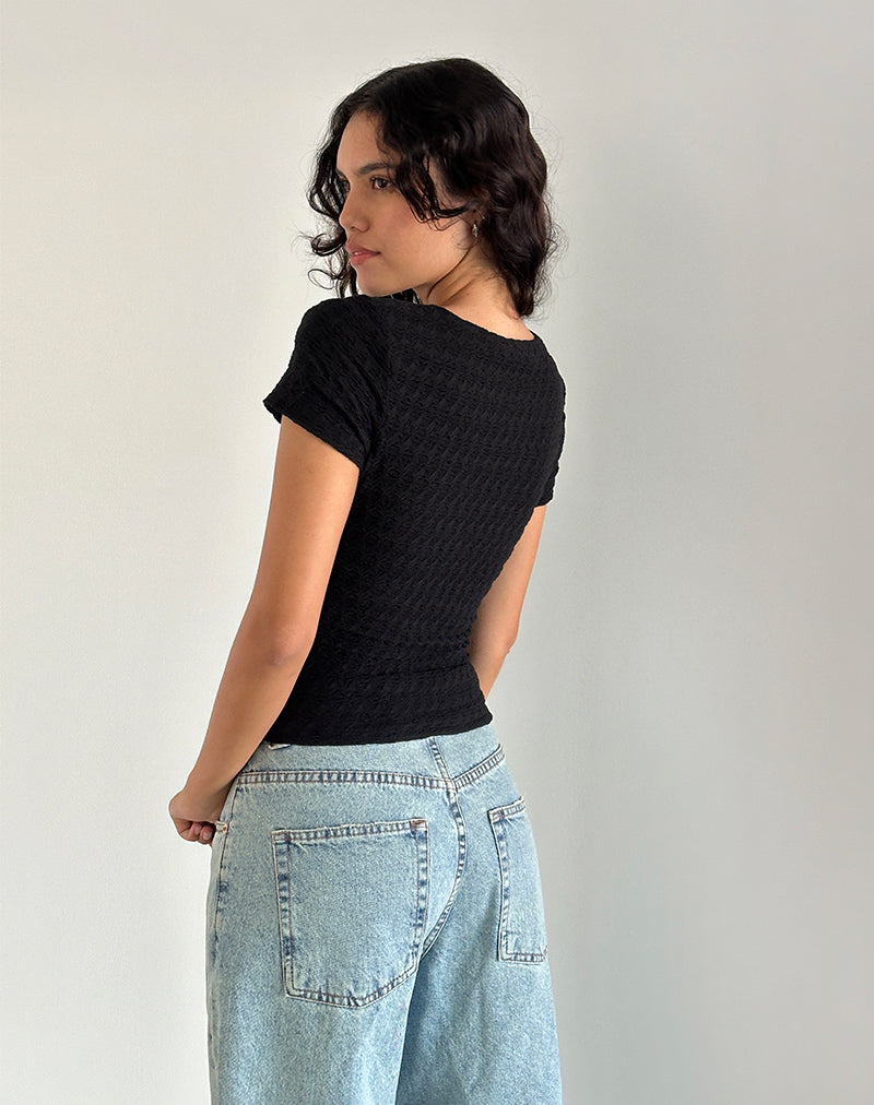 Image de Lindsay Top en noir texturé