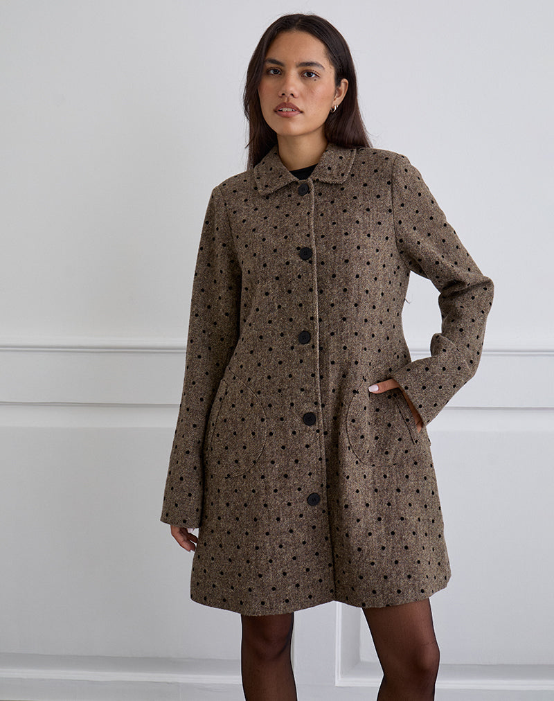 Image de Lirena Longline Coat in Polka Brown