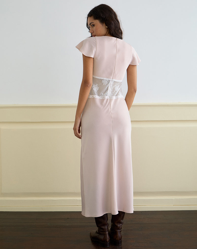 Image de Lirenda Midi Dress in Satin Baby Pink