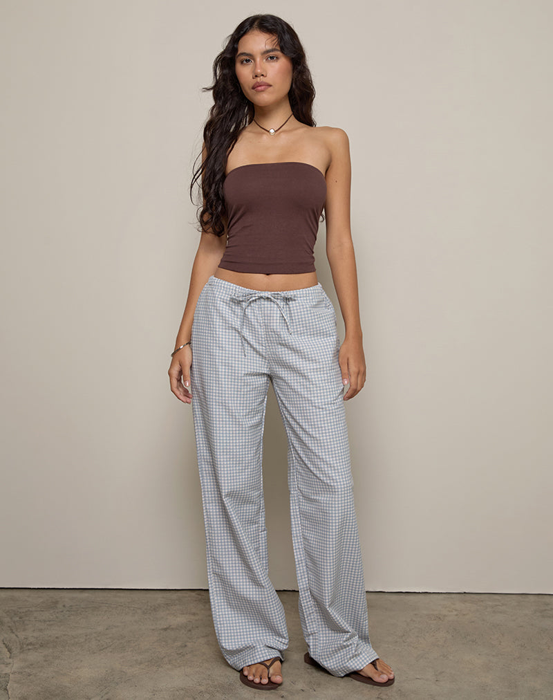 Pantalon Lirura en mini vichy bleu et gris