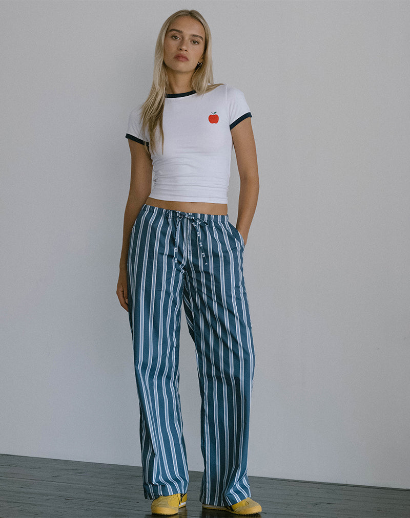 image de Lirura Trouser in Popplin Formal Stripe Navy