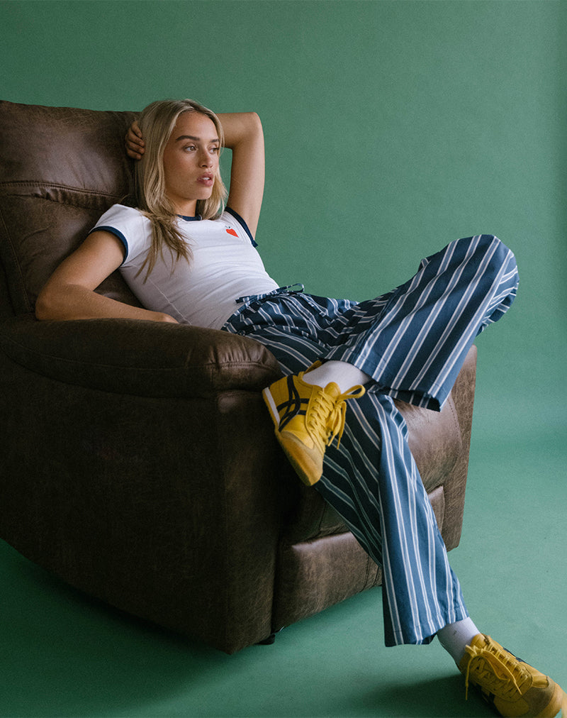 image de Lirura Trouser in Popplin Formal Stripe Navy