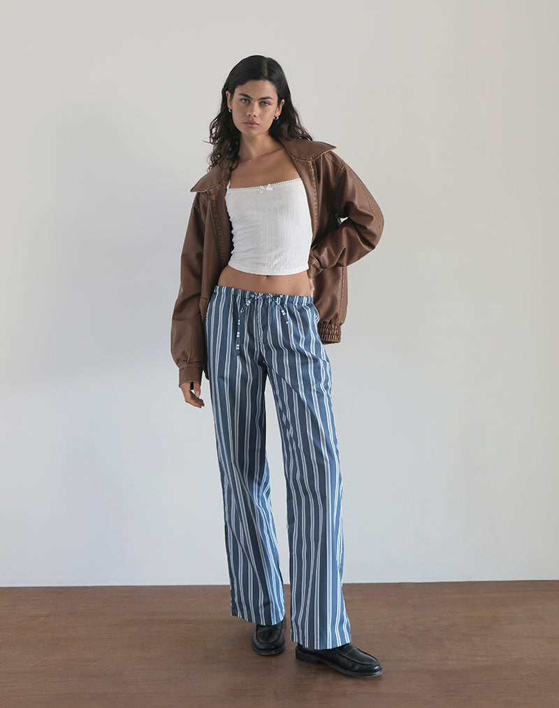 image de Lirura Trouser in Popplin Formal Stripe Navy
