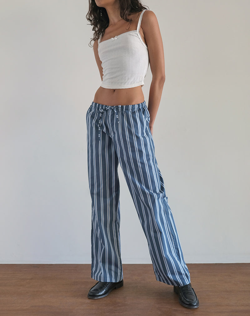 image de Lirura Trouser in Popplin Formal Stripe Navy