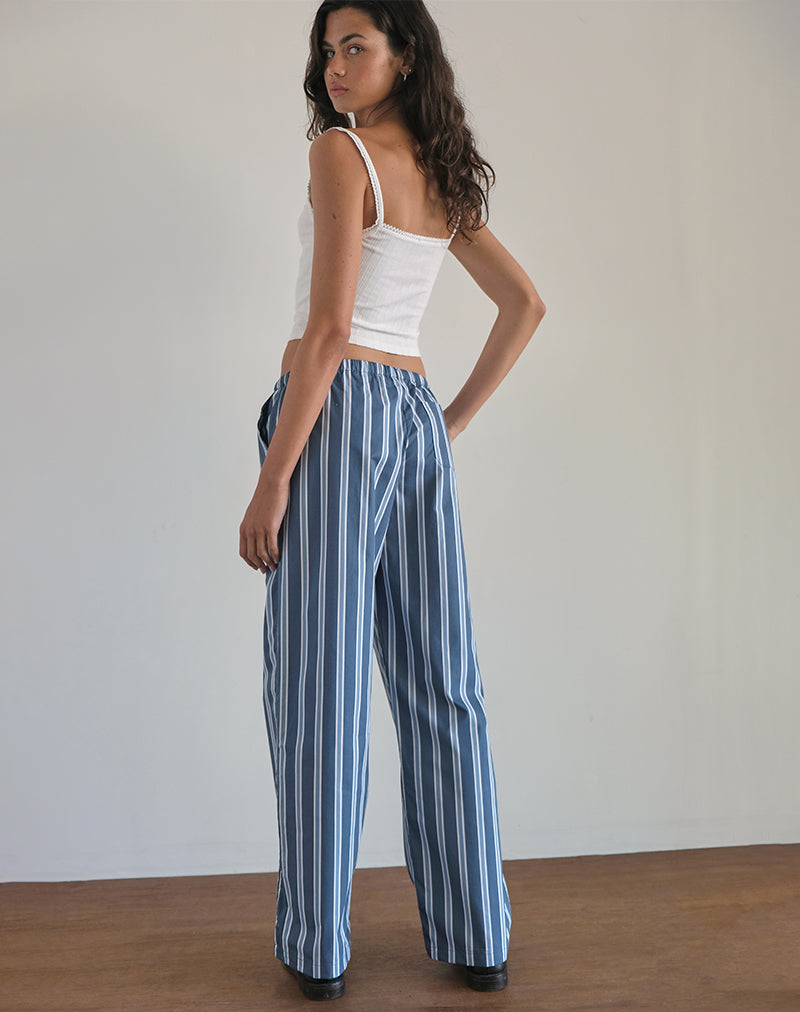 image de Lirura Trouser in Popplin Formal Stripe Navy